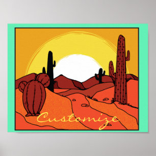 Desert Cactus Sunset Thunder_Cove Poster