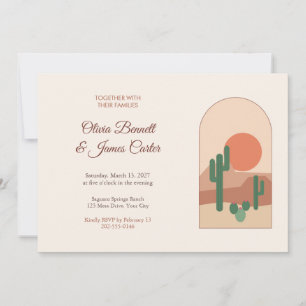 Desert Cactus Sunset Wedding Invitation