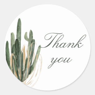 Desert Cactus Thank You Sticker 1.5 inch