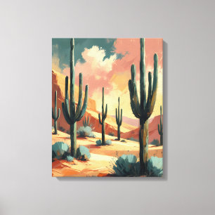 Desert Cactus Under Sunlight – Abstract Canvas Art
