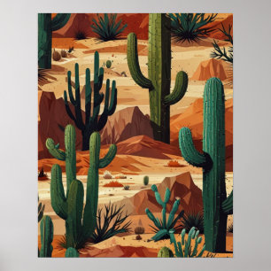 Desert Cactus Wall Art Poster