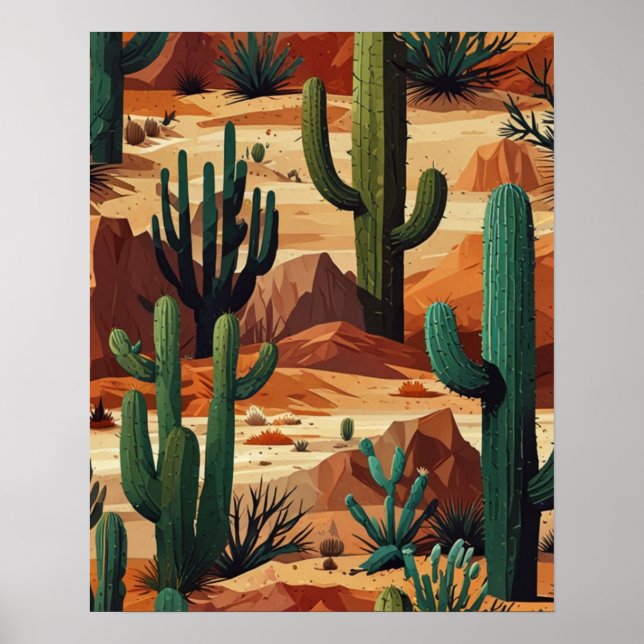 Desert Cactus Wall Art Poster (Front)