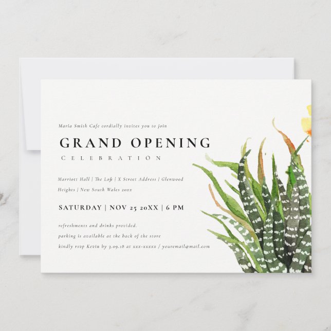 DESERT CACTUS WATERCOLOR GRAND OPENING CEREMONY INVITATION (Front)
