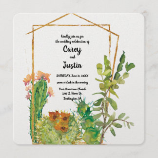 Desert Cactus Watercolor Wedding Invitation