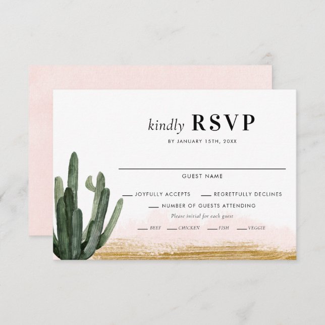 Desert Cactus Wedding RSVP Card (Front/Back)