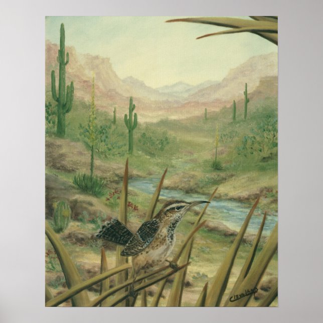 Desert Cactus Wren Poster (Front)