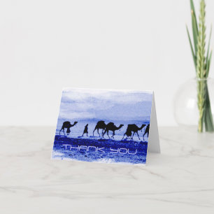 Desert Camel Caravan Blue Thank You Note Card