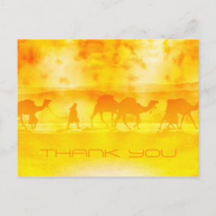 Desert Camel Caravan Sunburst Thank You Postcard