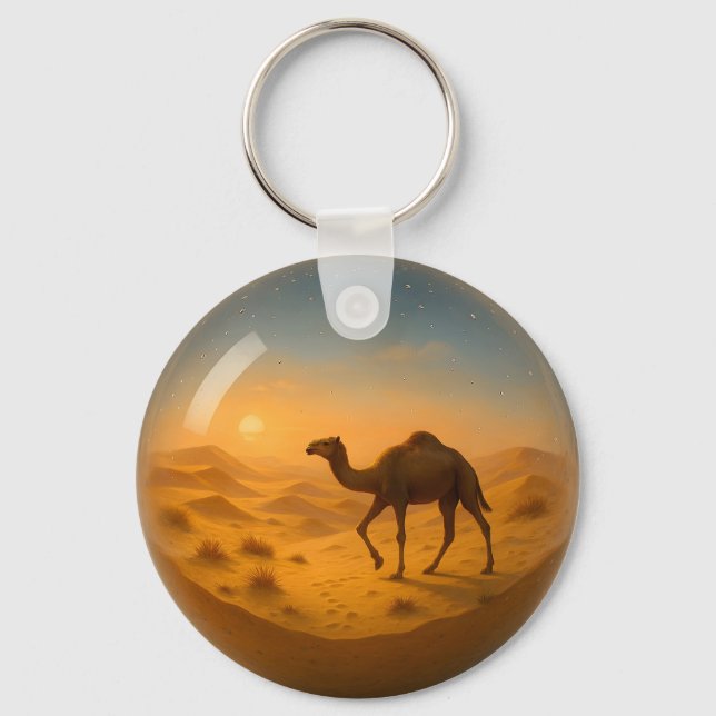 Desert Camel in Glass Sphere Keychain (Front)