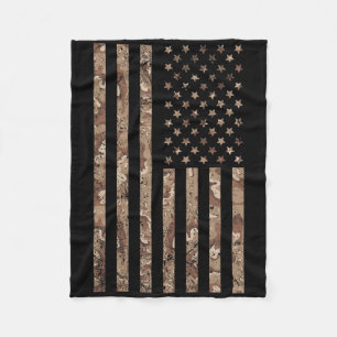 Desert Camo American Flag Military 4th Of July Ame Fleece Blanket