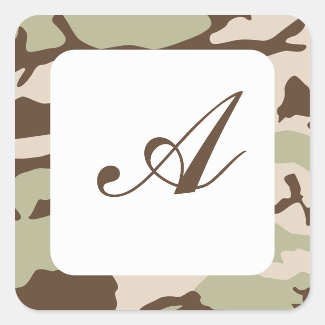 Desert Camo Monogram Square Sticker (Front)