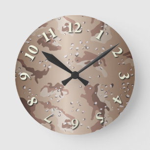 Desert Camo Round Clock