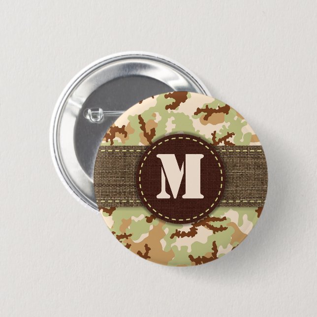 Desert camouflage 6 cm round badge (Front & Back)