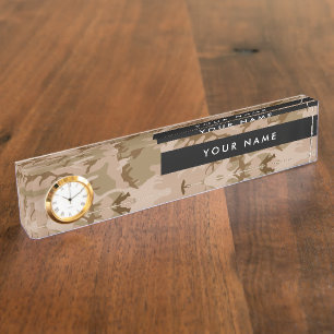 Desert Camouflage, Brown Camo, Military, Army Nameplate