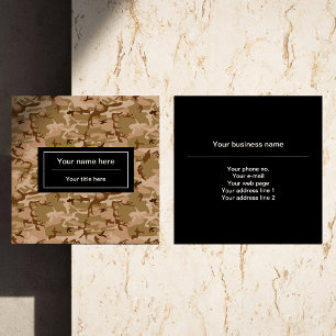 Desert Camouflage, Brown Camo, Military, Army Square Business Card