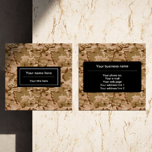 Desert Camouflage, Brown Camo, Military, Army Square Business Card