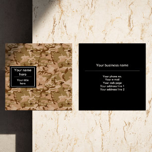 Desert Camouflage, Brown Camo, Military, Army Square Business Card