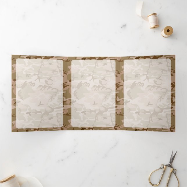Desert Camouflage, Brown Camo, Military, Army Tri-Fold Card (Inside)