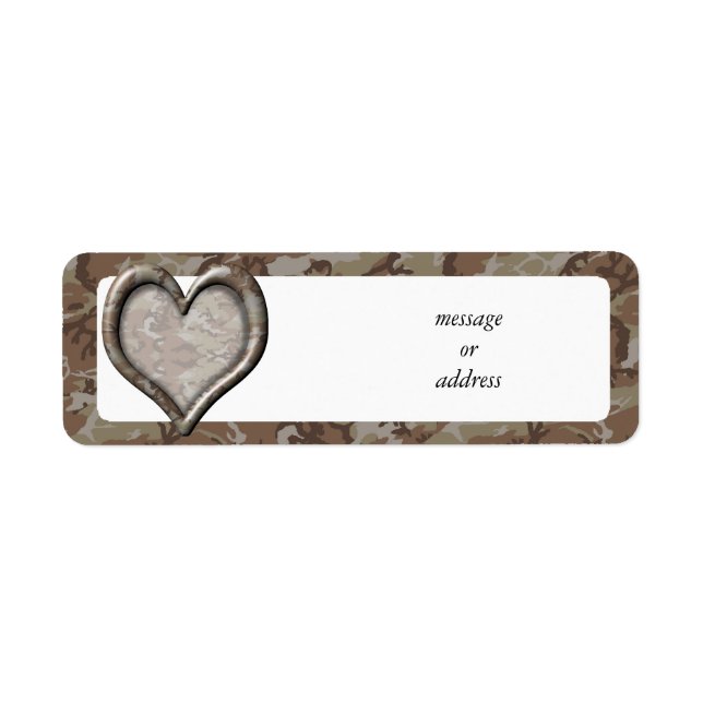 Desert Camouflage Heart Return Address Label (Front)
