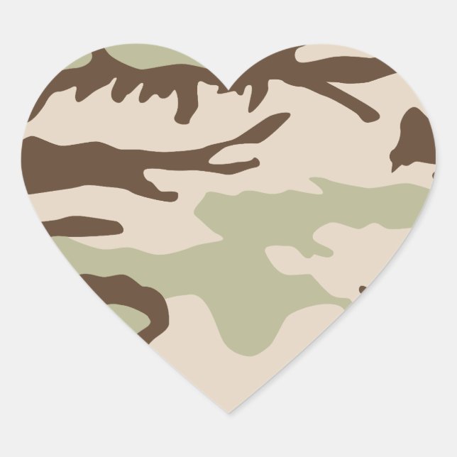 Desert Camouflage Pattern Heart Sticker (Front)