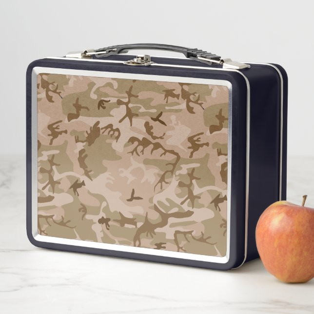 Desert Camouflage Pattern, Military Pattern, Army Metal Lunch Box (In Situ)