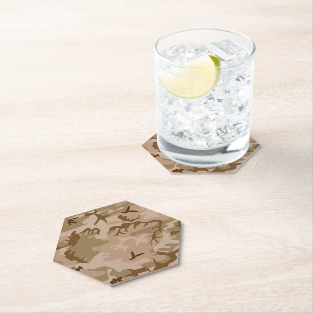 Desert Camouflage Pattern, Military Pattern, Army Paper Coaster (Insitu)