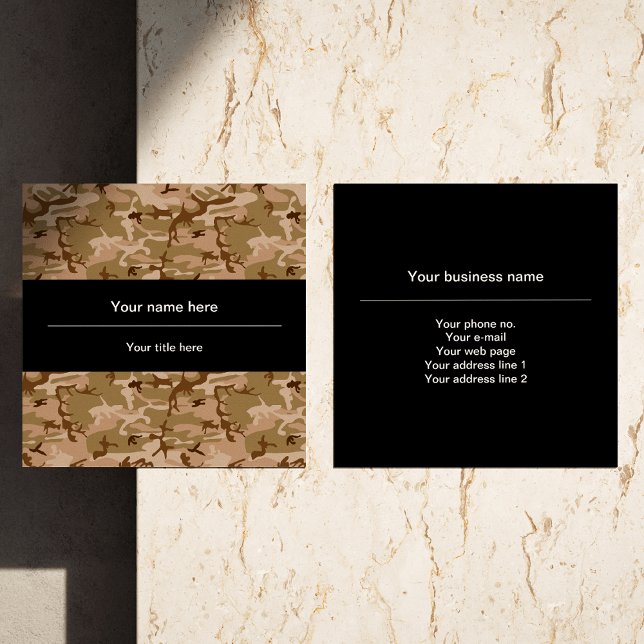 Desert Camouflage Pattern, Military Pattern, Army Square Business Card (Creator Uploaded)