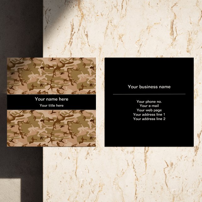 Desert Camouflage Pattern, Military Pattern, Army Square Business Card (Creator Uploaded)
