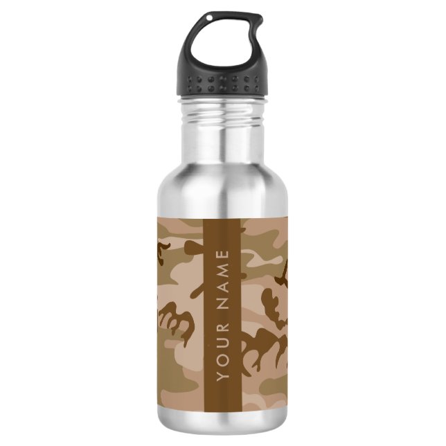 Desert Camouflage Pattern, Your name, Personalise 532 Ml Water Bottle (Front)