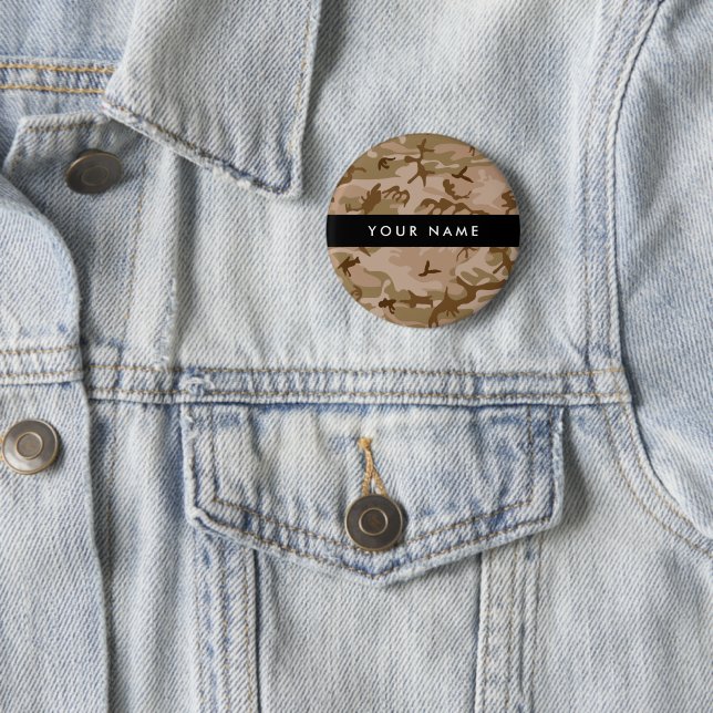 Desert Camouflage Pattern, Your name, Personalise 6 Cm Round Badge (In Situ)