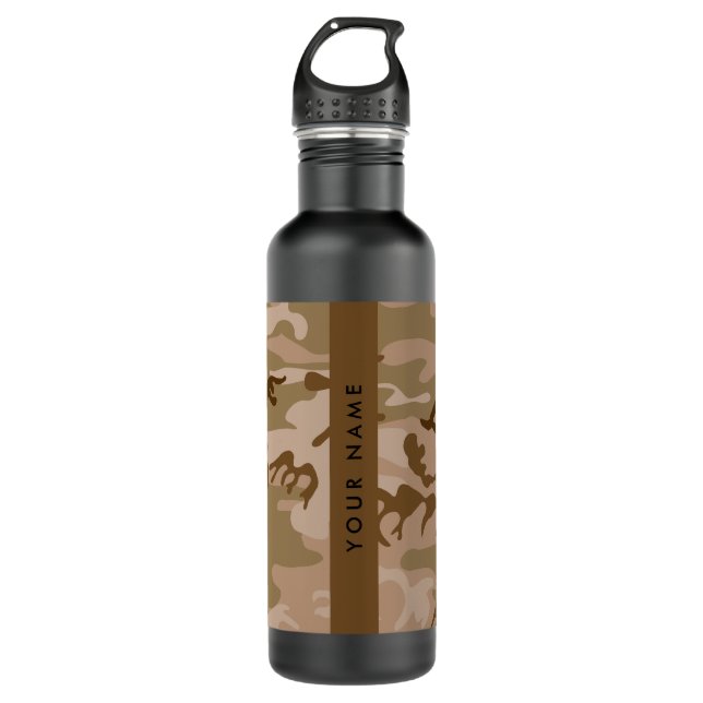 Desert Camouflage Pattern, Your name, Personalise 710 Ml Water Bottle (Front)