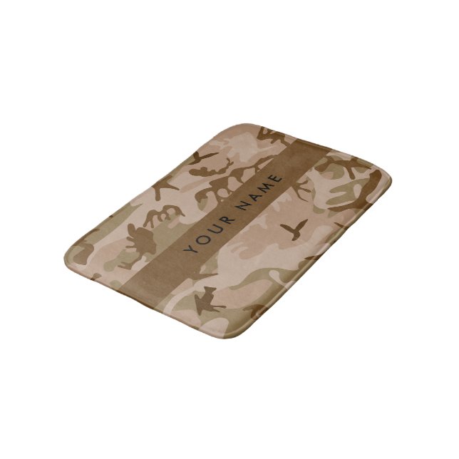 Desert Camouflage Pattern, Your name, Personalise Bath Mat (Angled)