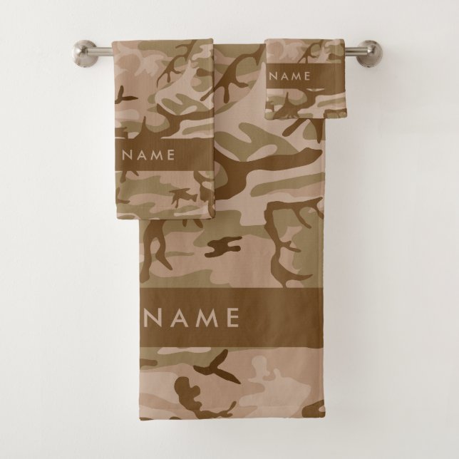 Desert Camouflage Pattern, Your name, Personalise Bath Towel Set (Insitu)