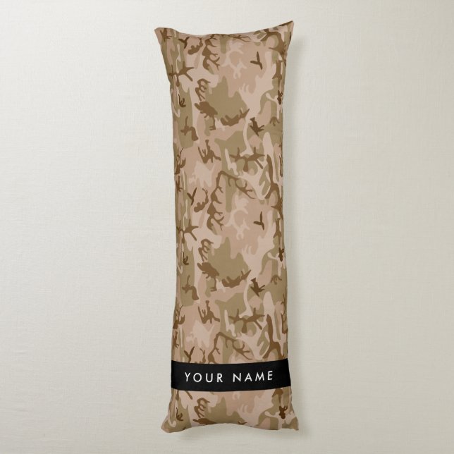 Desert Camouflage Pattern, Your name, Personalise Body Cushion (Back (Vertical))