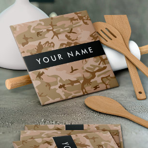 Desert Camouflage Pattern, Your name, Personalise Ceramic Tile