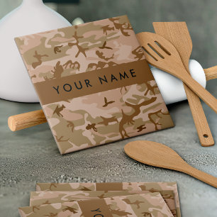 Desert Camouflage Pattern, Your name, Personalise Ceramic Tile