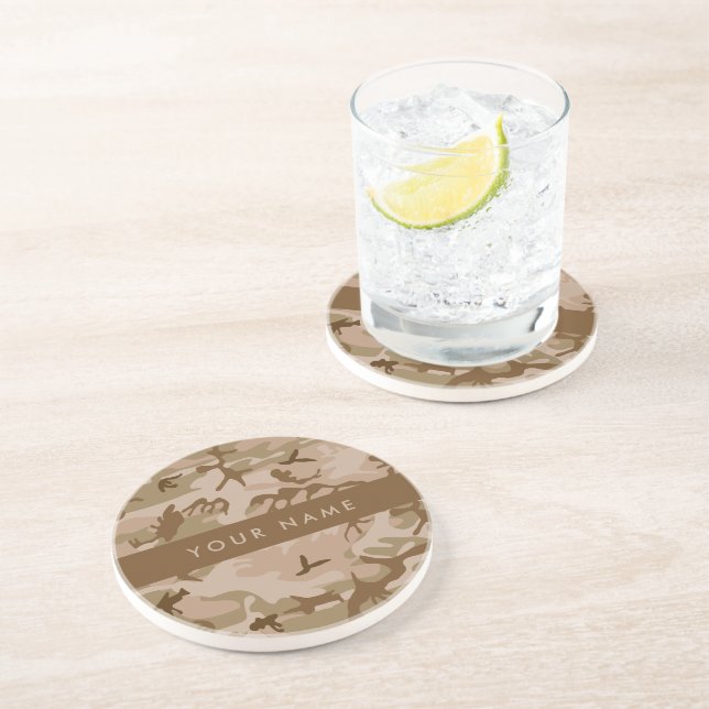 Desert Camouflage Pattern, Your name, Personalise Coaster (Side)