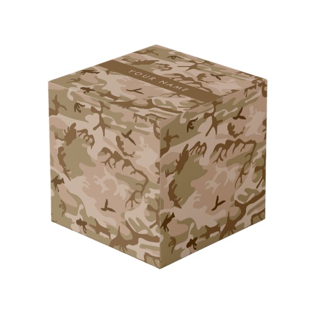 Desert Camouflage Pattern, Your name, Personalise Cube (Front Angled)