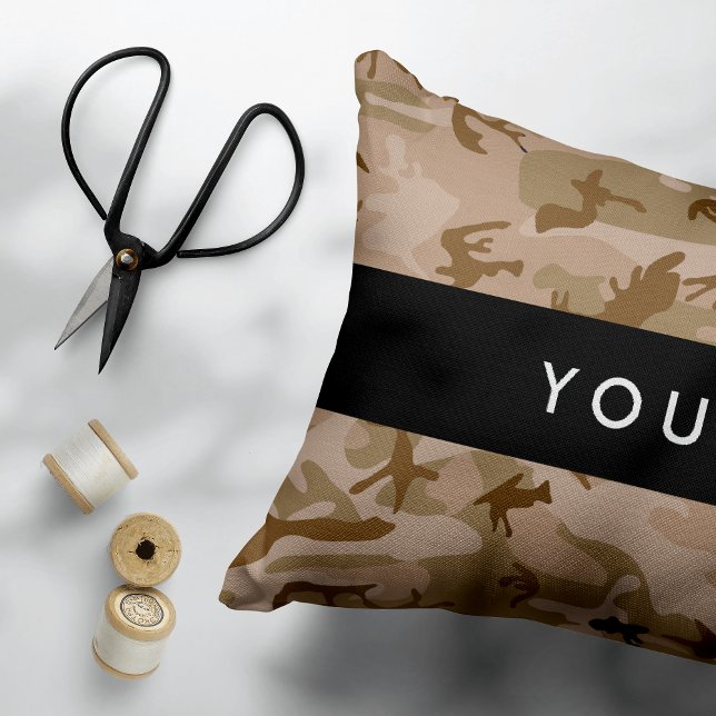 Desert Camouflage Pattern, Your name, Personalise Decorative Cushion (Creator Uploaded)