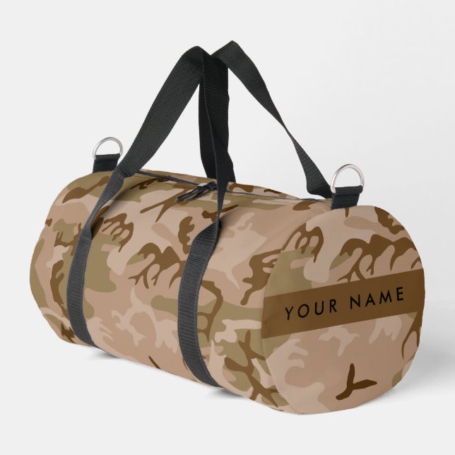 Desert Camouflage Pattern, Your name, Personalise Duffle Bag (Left Corner)