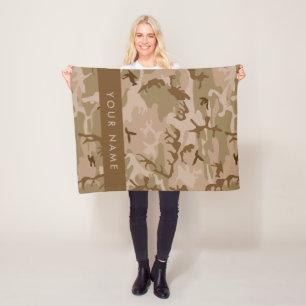 Desert Camouflage Pattern, Your name, Personalise Fleece Blanket