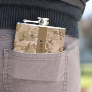 Desert Camouflage Pattern, Your name, Personalise Hip Flask