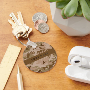 Desert Camouflage Pattern, Your name, Personalise Key Ring