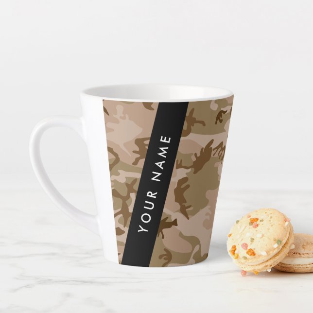 Desert Camouflage Pattern, Your name, Personalise Latte Mug (In Situ)