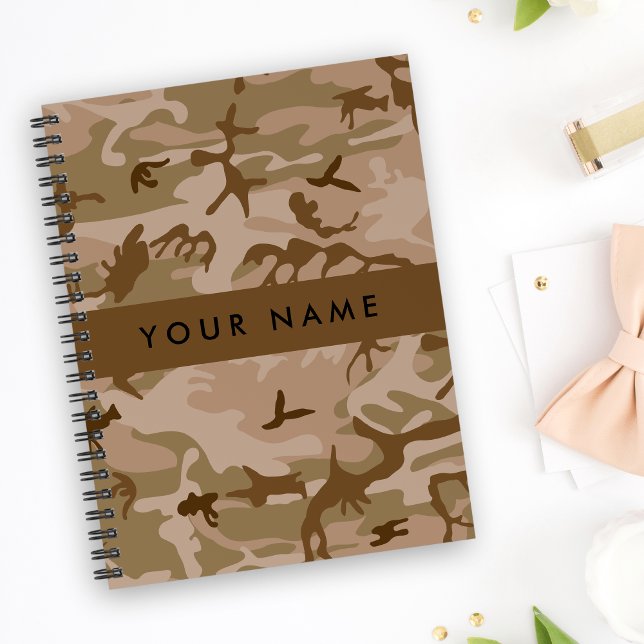 Desert Camouflage Pattern, Your name, Personalise Notebook (Creator Uploaded)