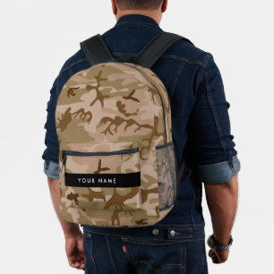 Desert Camouflage Pattern, Your name, Personalise Printed Backpack