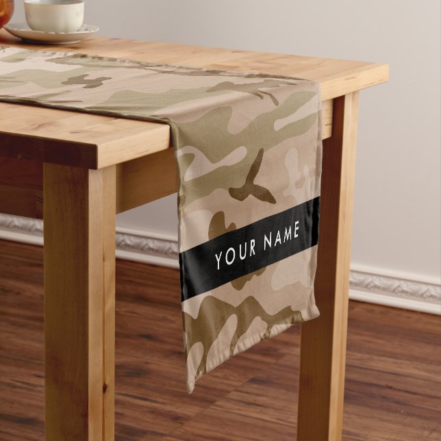 Desert Camouflage Pattern, Your name, Personalise Short Table Runner (In Situ)