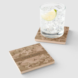 Desert Camouflage Pattern, Your name, Personalise Stone Coaster