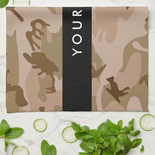 Desert Camouflage Pattern, Your name, Personalise Tea Towel (Folded)