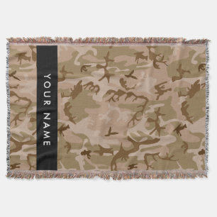 Desert Camouflage Pattern, Your name, Personalise Throw Blanket